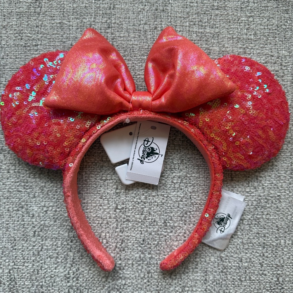 Disney Vibrant Coral Sequin Minnie Ears